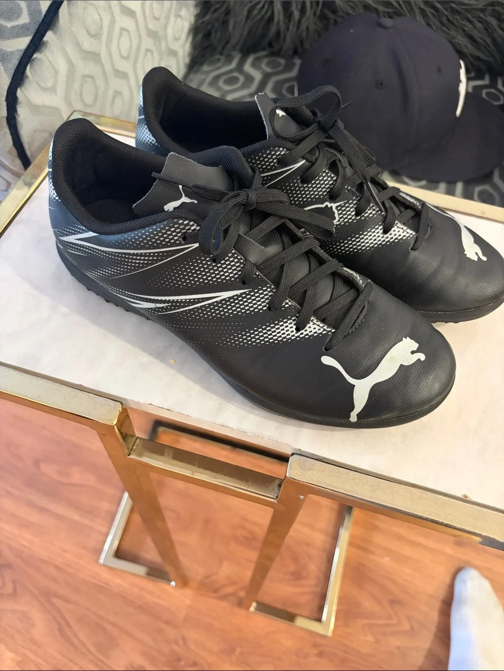 Puma Men’s Black Athletic Soccer Cleats with White Logo